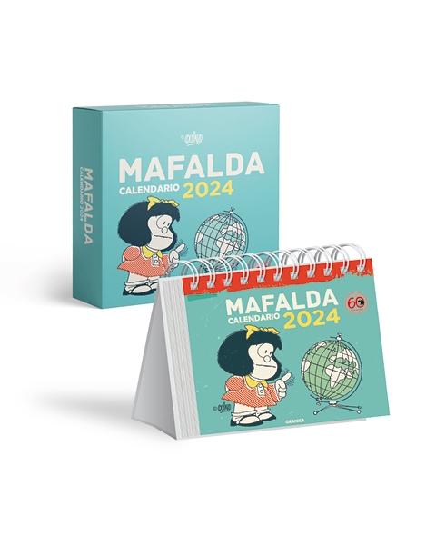 Calendario Mafalda 2024 Escritorio turquesa CON CAJA